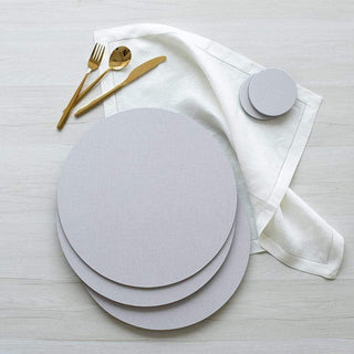 Caspari Classic Canvas Round Felt-Backed Placemat in Linen - 1 Each 4013PMR