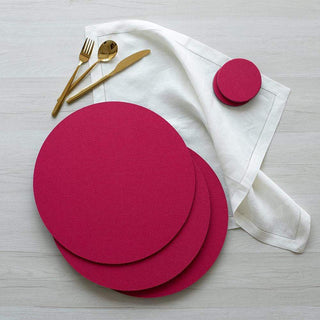 Caspari Classic Canvas Round Felt-Backed Placemat in Fuchsia - 1 Each 4015PMR