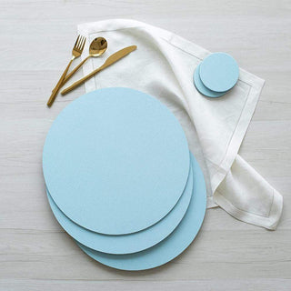 Caspari Classic Canvas Round Felt-Backed Placemat in Aqua - 1 Each 4018PMR