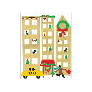 Caspari Christmas in the City Foil Gift Enclosure Cards - 4 Mini Cards & 4 Envelopes 50AENC