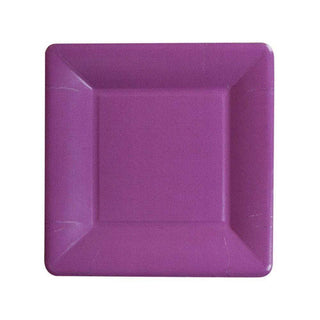 Caspari Grosgrain Square Paper Salad & Dessert Plates in Aubergine - 8 Per Package 5959SP