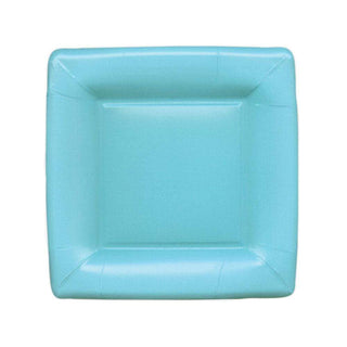 Caspari Grosgrain Square Paper Salad & Dessert Plates in Mediterranean Blue - 8 Per Package 6012SP