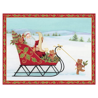 Caspari Holly Sleigh Ride Boxed Christmas Cards - 16 Cards & 16 Envelopes 79210