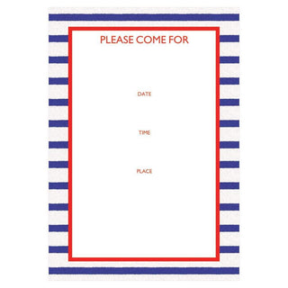 Caspari Bretagne Invitations in Blue & White - 8 Fill-In Invitations & 8 Envelopes 85915E40