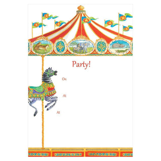 Caspari Carousel Invitations - 8 Fill-In Invitations & 8 Envelopes 86902E40