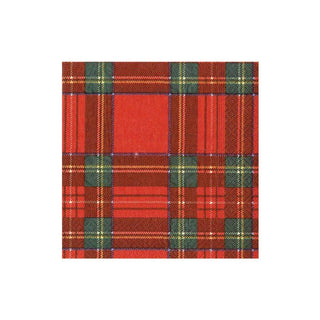 Caspari Royal Plaid Paper Cocktail Napkins - 20 Per Package 8810C