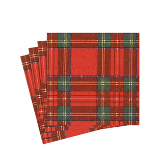 Caspari Royal Plaid Paper Cocktail Napkins - 20 Per Package 8810C