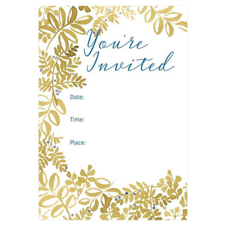 Caspari Sprigged Leaves Invitations - 8 Fill-In Invitations & 8 Envelopes 89908E40