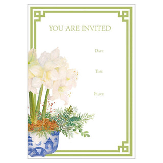 Caspari Potted Amaryllis Invitations - 8 Fill-In Invitations & 8 Envelopes 89922E40