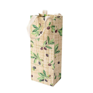 Caspari Olive Grove Wine & Bottle Gift Bag in Natural - 1 Each 9017B4