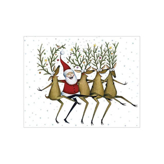Caspari Santa's Kickettes Gift Enclosure Cards in Gold - 4 Mini Cards & 4 Envelopes 9685ENC
