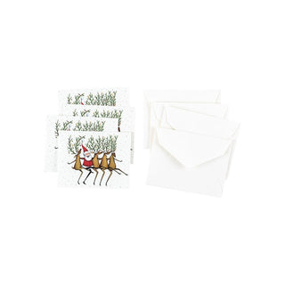 Caspari Santa's Kickettes Gift Enclosure Cards in Gold - 4 Mini Cards & 4 Envelopes 9685ENC