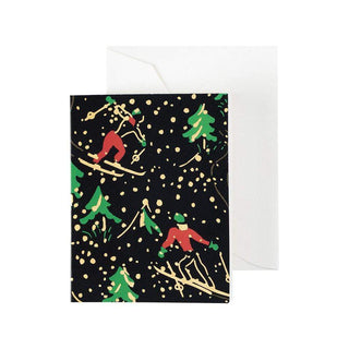 Caspari Winter Sports Gift Enclosure Cards in Gold Foil - 4 Mini Cards & 4 Envelopes 9707ENC