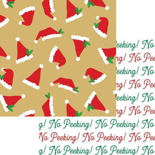 Caspari Santa Hat Toss Reversible Gift Wrapping Paper - 30" x 8' Roll 9752RC