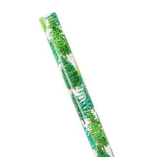 Caspari Christmas Trees with Lights Gift Wrapping Paper in White - 30" x 8' Roll 9771RC