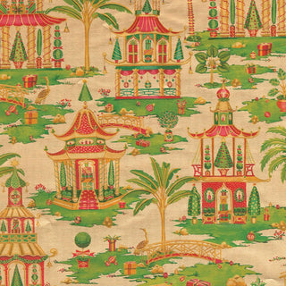 Caspari Christmas Pagodas Gift Wrapping Paper in Gold - 30" x 8' Roll 97940RC