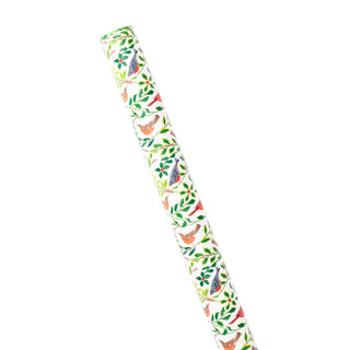 Songbirds and Holly Gift Wrapping Paper in White - 76.2 cm x 243.8 cm Roll