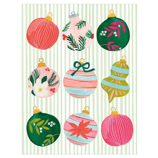 Painted Ornaments Blank Christmas Cards in Cello Pack - 5 Cards & 5 Envelopes