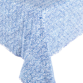 Reversible Kantha Table Cover in Blue & White Pagoda Toile