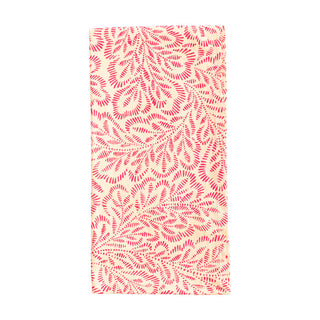 Block Print Leaves Cotton Dinner Napkins in Coral & Fuchsia
