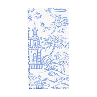 Pagoda Toile Cotton Dinner Napkins in Blue & White