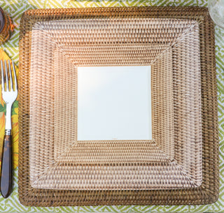 Rattan Square Plate Charger in Dark Natural - 1 Each