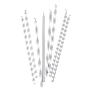 Caspari Slim Birthday Candles in Silver - 16 Candles Per Package CA1101