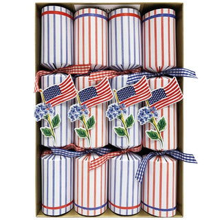 Caspari Flags and Hydrangeas Celebration Crackers - 8 Per Box CK140.10