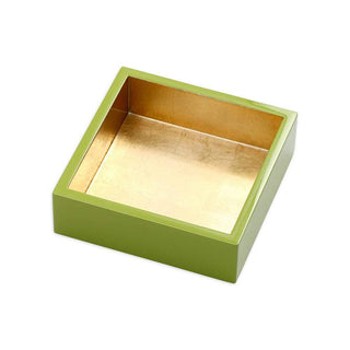 Caspari Lacquer Cocktail Napkin Holder in Sage & Gold - 1 Each HC14
