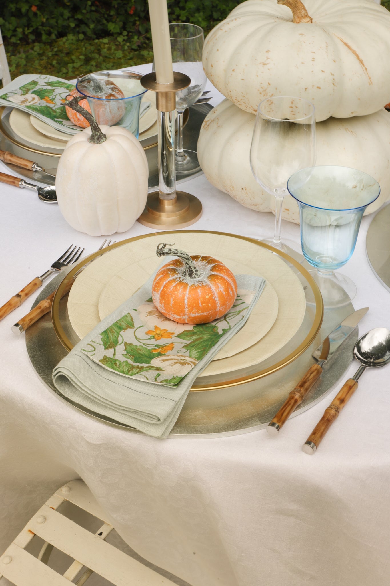 Caspari Heirloom Pumpkins Tovaglioli Di Carta Per Ospiti | 30 Pezzi 2 Confezioni | Avorio E Arancione | Triplo Strato Ecologico FSC