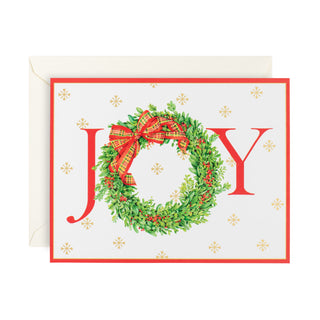 Joy Wreath Classic Christmas Cards - Includes 5 Cards & Envelopes