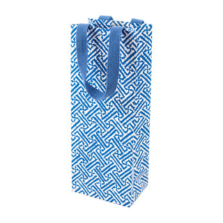 Fretwork Blue Bottle Bag 5 X 3 1/2 X 13