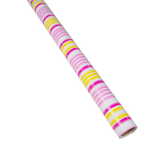 Bamboo Stripe Pink And Yellow Roll Wrap 30 Inch X 8Ft-2 Inch Core