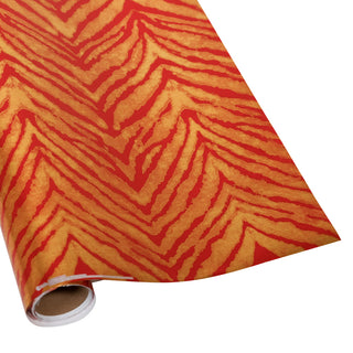 Go Wild Red/Gold Foil Embossed Roll Wrap 30 Inchx 6 Ft Foil-2 Core