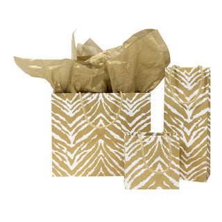 Go Wild Gold/White Gift Bag Lg 11 3/4 X 4 3/4 X 10