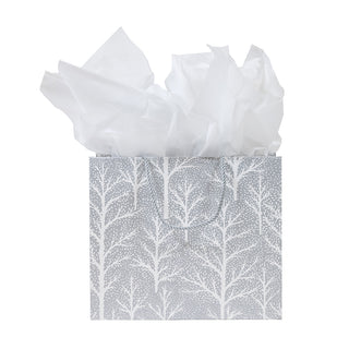 Winter Trees Silver Gift Bag Lg 11 3/4 X 4 3/4 X 10