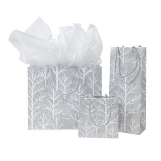 Winter Trees Silver Gift Bag Lg 11 3/4 X 4 3/4 X 10