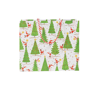 Twirling Santas Gift Bag Lg 11 3/4 X 4 3/4 X 10