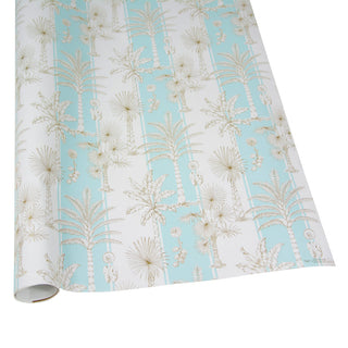 Southern Palms in Robin's Egg & White Gift Wrap - 1 Continuous Roll of Wrapping Paper