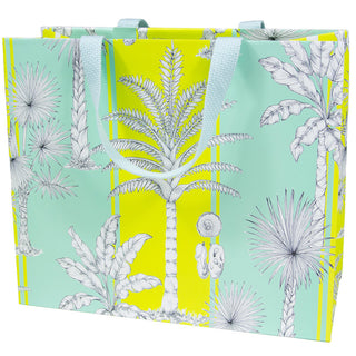 Southern Palms Turquoise/Lime Gift Bag Lg 11 3/4 X 4 3/4 X 10