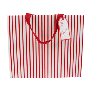 Stripes For Days Red/White Gift Bag Lg 11 3/4 X 4 3/4 X 10