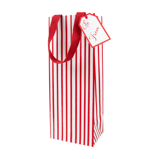 Stripes For Days Red/White Bottle Bag 5 X 3 1/2 X 13
