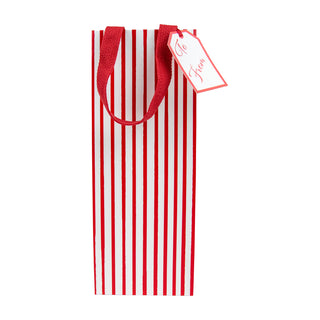 Stripes For Days Red/White Bottle Bag 5 X 3 1/2 X 13