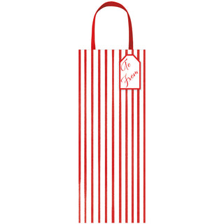 Stripes For Days Red/White Bottle Bag 5 X 3 1/2 X 13
