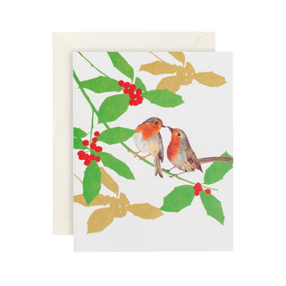 Birds And Holly Petite Christmas Cards - Includes 5 Cards & Envelopes