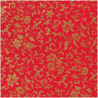 Flora Scrollwork Red/Gold Roll Wrap 30 Inch X 8Ft-2 Inch Core