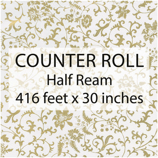 Flora Scrollwork White/Gold Ream Wrap 30 Inches X 416 Feet
