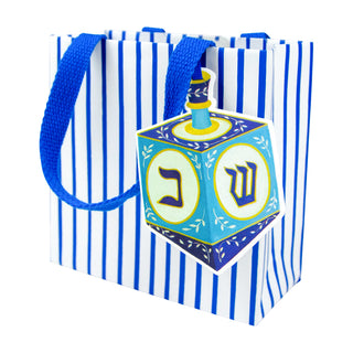 Dreidel And Stripes Gift Bag Sm Sq. 5 3/4X2 1/2 X 5 3/4