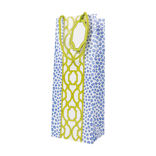 Knots And Spots Blue/Green Bottle Bag 5 X 3 1/2 X 13