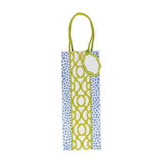 Knots And Spots Blue/Green Bottle Bag 5 X 3 1/2 X 13